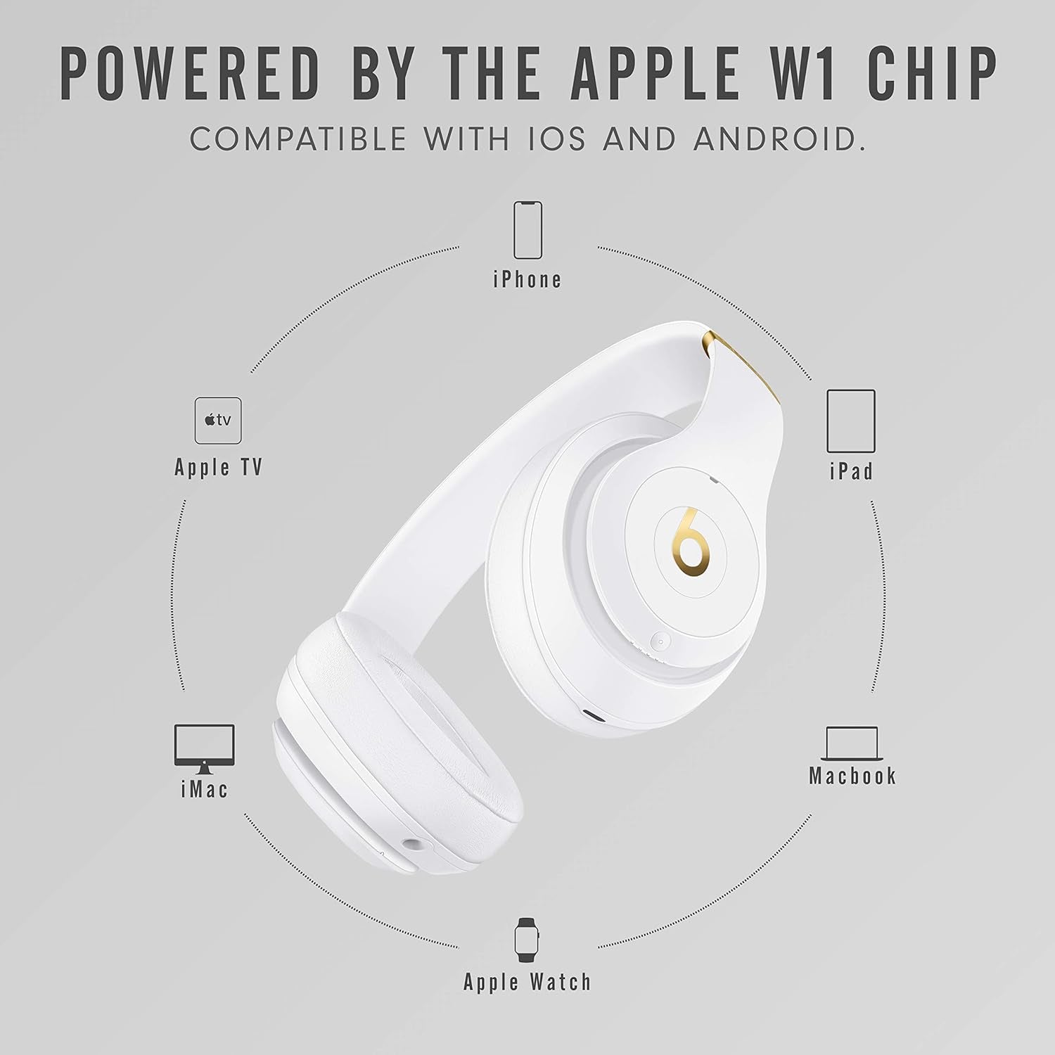 Studio3 Wireless Noise Cancelling Over-Ear Headphones - Apple W1 Headphone Chip, Class 1 Bluetooth, 22 Hours of Listening Time, Built-In Microphone - White