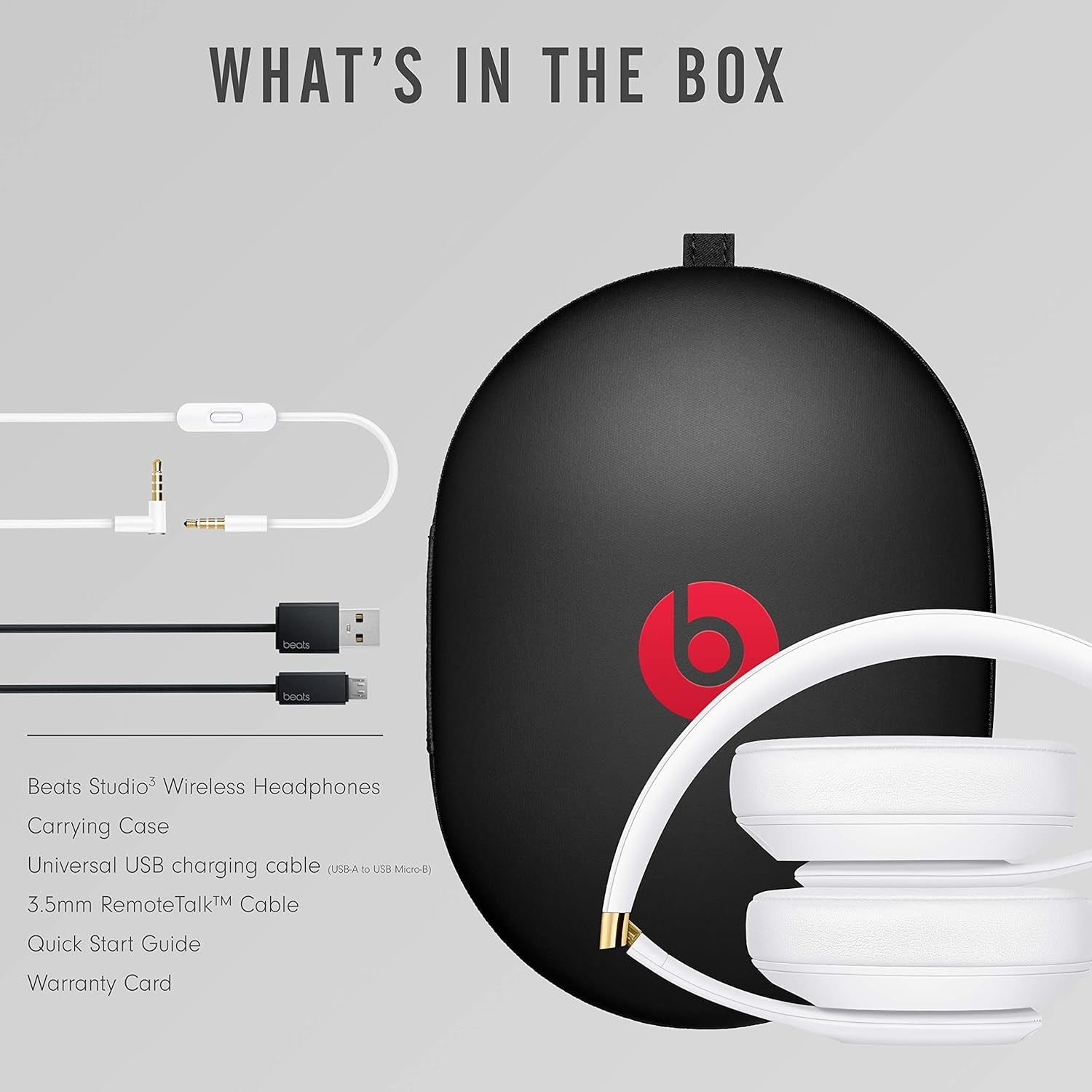 Studio3 Wireless Noise Cancelling Over-Ear Headphones - Apple W1 Headphone Chip, Class 1 Bluetooth, 22 Hours of Listening Time, Built-In Microphone - White