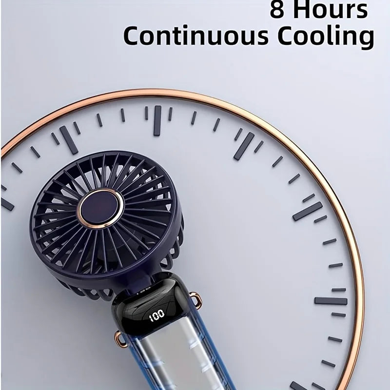 Portable Mini Fan with 6 Speeds LED USB Rechargeable Charging Small Foldable Battery Fans Handheld Desk Bedroom Indoor Outdoor