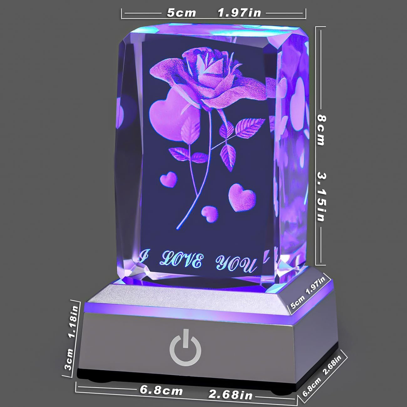 3D Rose Crystal Multicolor Nightlight - I Love You Decolamp,Perfect Valentines Gift Ideas for Her My Girlfriend Wife Mom - Unique Anniversary Birthday Presents