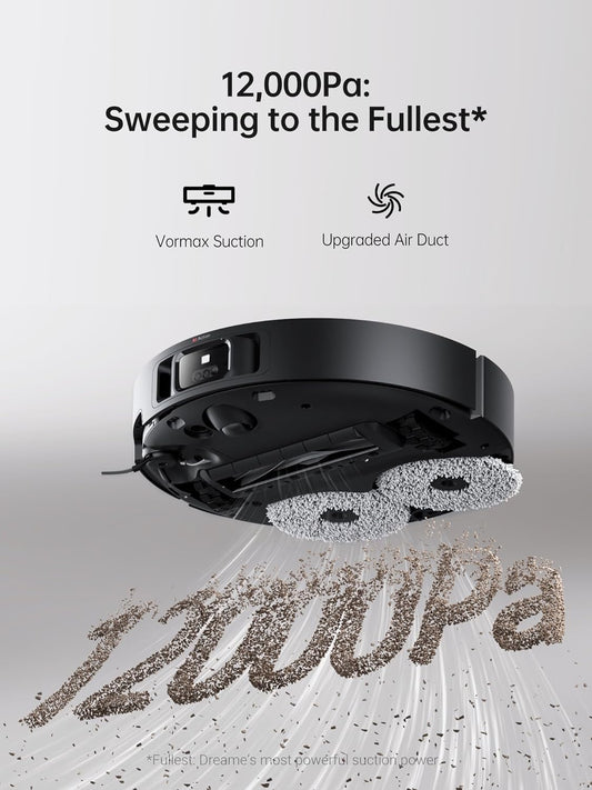X40 Ultra Robot Vacuum with Detachable & Liftable Mop, Self-Emptying Robot Vacuum and Mop Combo with Side Brush, 12,000 Pa Suction, 158°F Self-Cleaning and Self-Drying Mop, Auto Water Filling