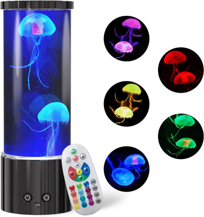 Jellyfish Lamp, LED Jellyfish Tank Table Lamp with Remote Control,17 Color Changing Dimmable Aquarium Night Light for Home Decor & Christmas Birthday Gifts