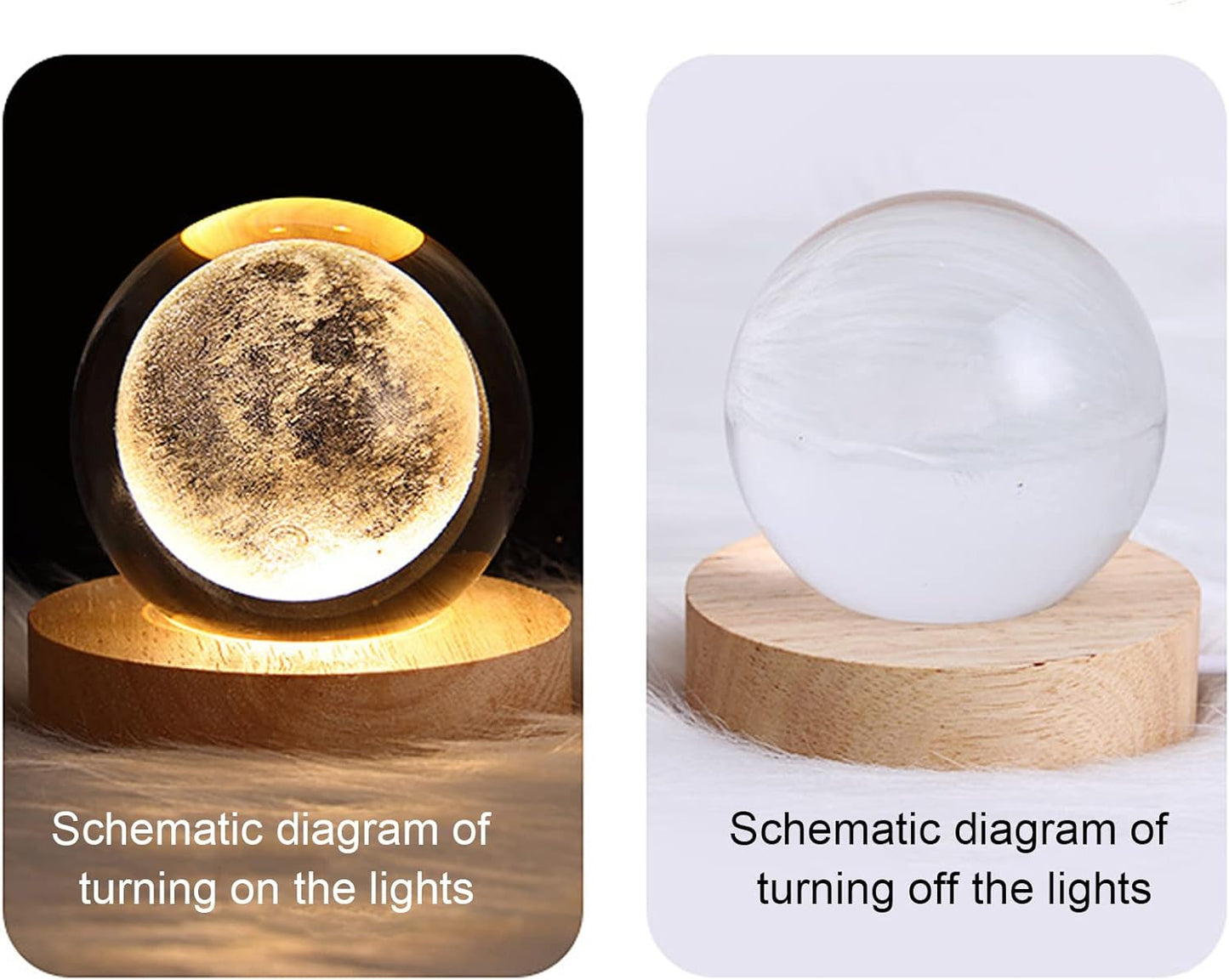3D Solar System Crystal Ball Night Light for Kids Glass Ball Night Lamp with Wooden Base Fantasy Decoration Crsytal LED Galaxy Planet Nightlight Bedroom Decor 2.76In