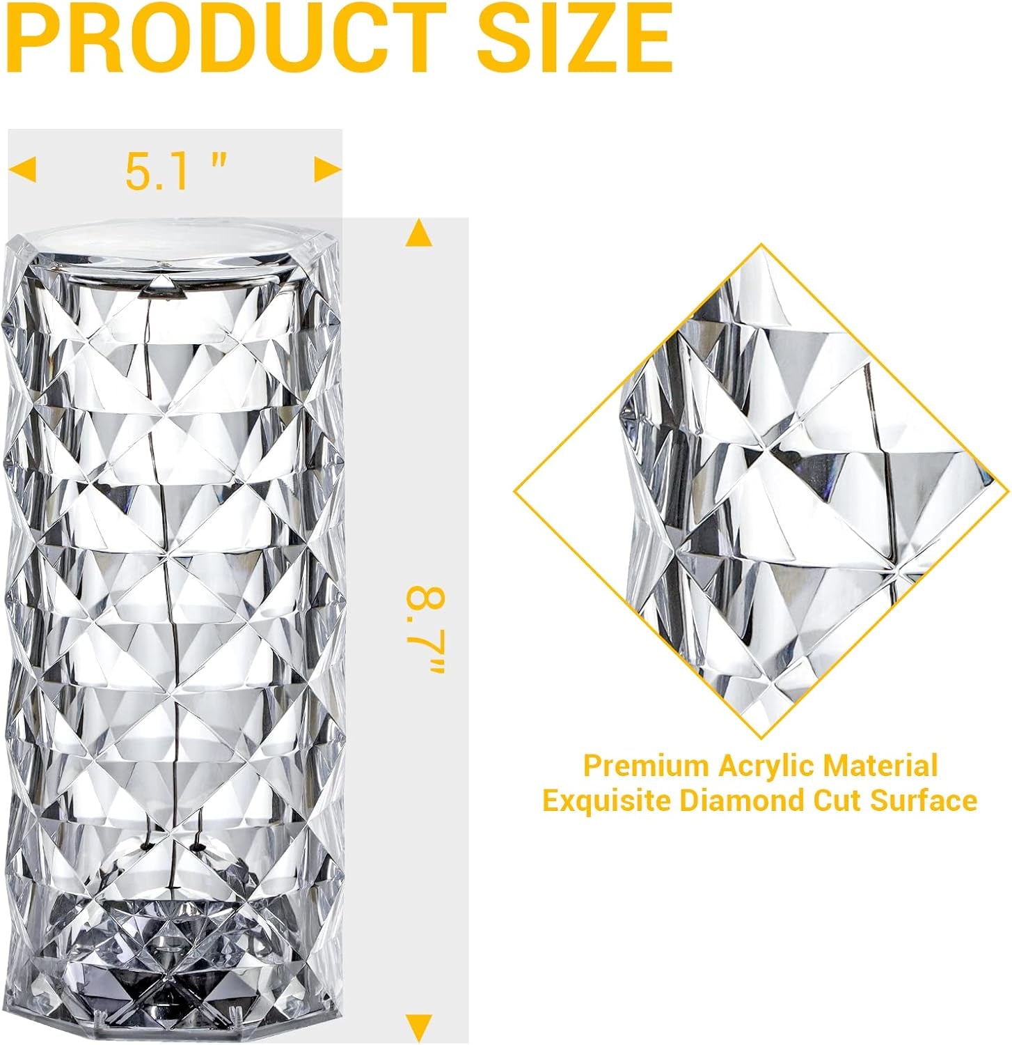 Rose Lamp, Touch Control, Crystaltable Lamp with 16 Colors,Rgb Night Light USB & Remote Control,Led Diamond Touch for Bedroom, Rechargeable Light, Birthday Gift