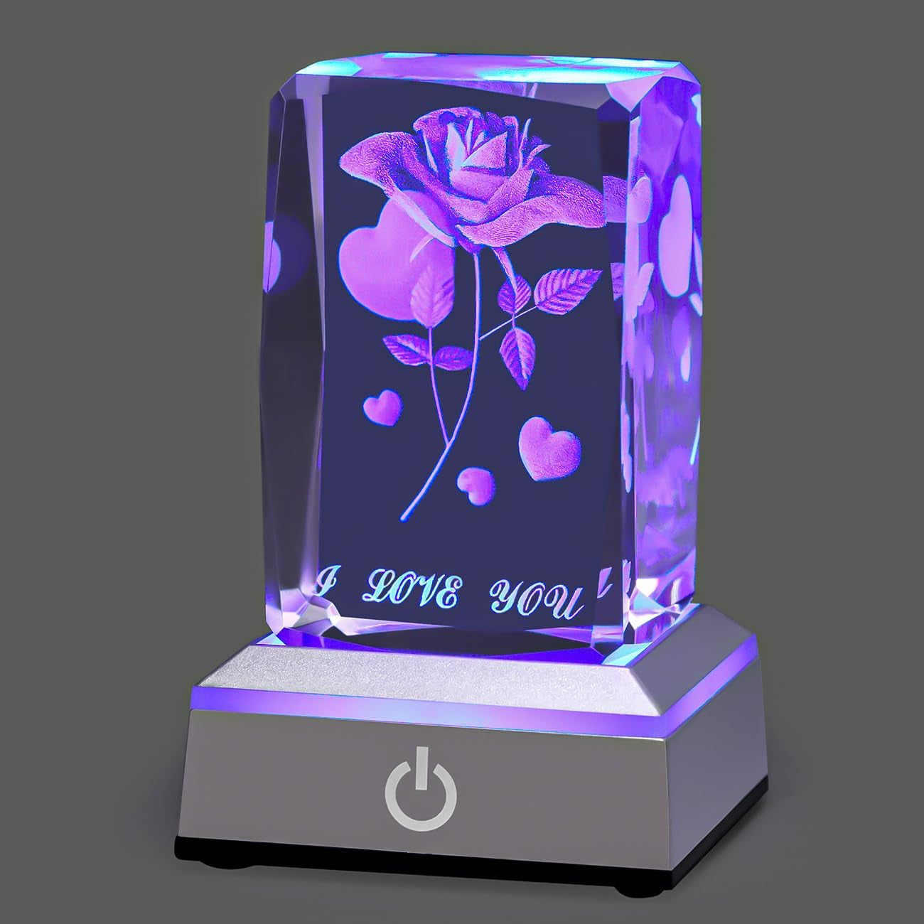 3D Rose Crystal Multicolor Nightlight - I Love You Decolamp,Perfect Valentines Gift Ideas for Her My Girlfriend Wife Mom - Unique Anniversary Birthday Presents