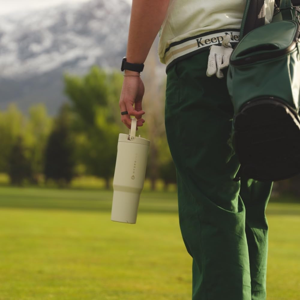 Sport - Stainless Steel Tumbler with Straw, Vacuum Insulated, 32Oz Leakproof Water Bottle, Ergonomic Design, Reusable, Dishwasher Safe, Rubber Base, Durable for Gym or Outdoors, Cream