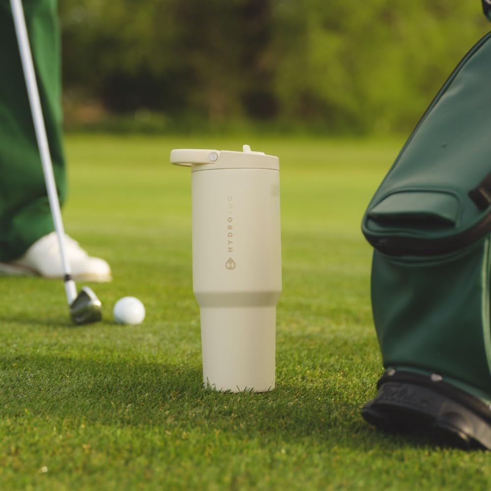 Sport - Stainless Steel Tumbler with Straw, Vacuum Insulated, 32Oz Leakproof Water Bottle, Ergonomic Design, Reusable, Dishwasher Safe, Rubber Base, Durable for Gym or Outdoors, Cream