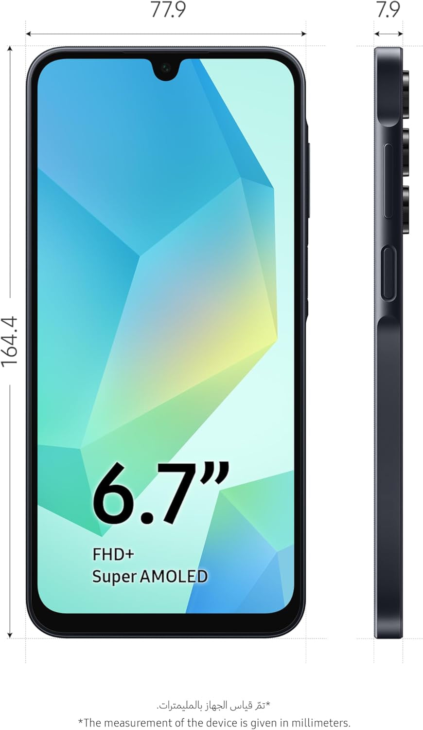 Galaxy A16 4G LTE (128GB + 4GB) International Model SM-A165F/DS Factory Unlocked, 6.7", Dual SIM, 50MP Triple Camera (Case Bundle), Black