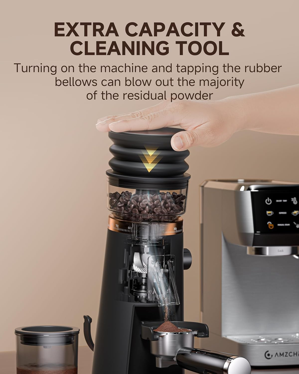 Single Dose Coffee Grinder with 75 Settings & 40Mm Burrs | Anti-Static Espresso Grinder for Home Use | Low Retention Magnetic Outlet | Quiet DC Motor | Vacuum Dosing Cup | LED Light