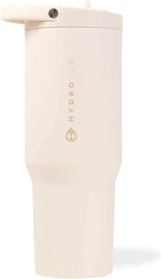 Sport - Stainless Steel Tumbler with Straw, Vacuum Insulated, 32Oz Leakproof Water Bottle, Ergonomic Design, Reusable, Dishwasher Safe, Rubber Base, Durable for Gym or Outdoors, Cream