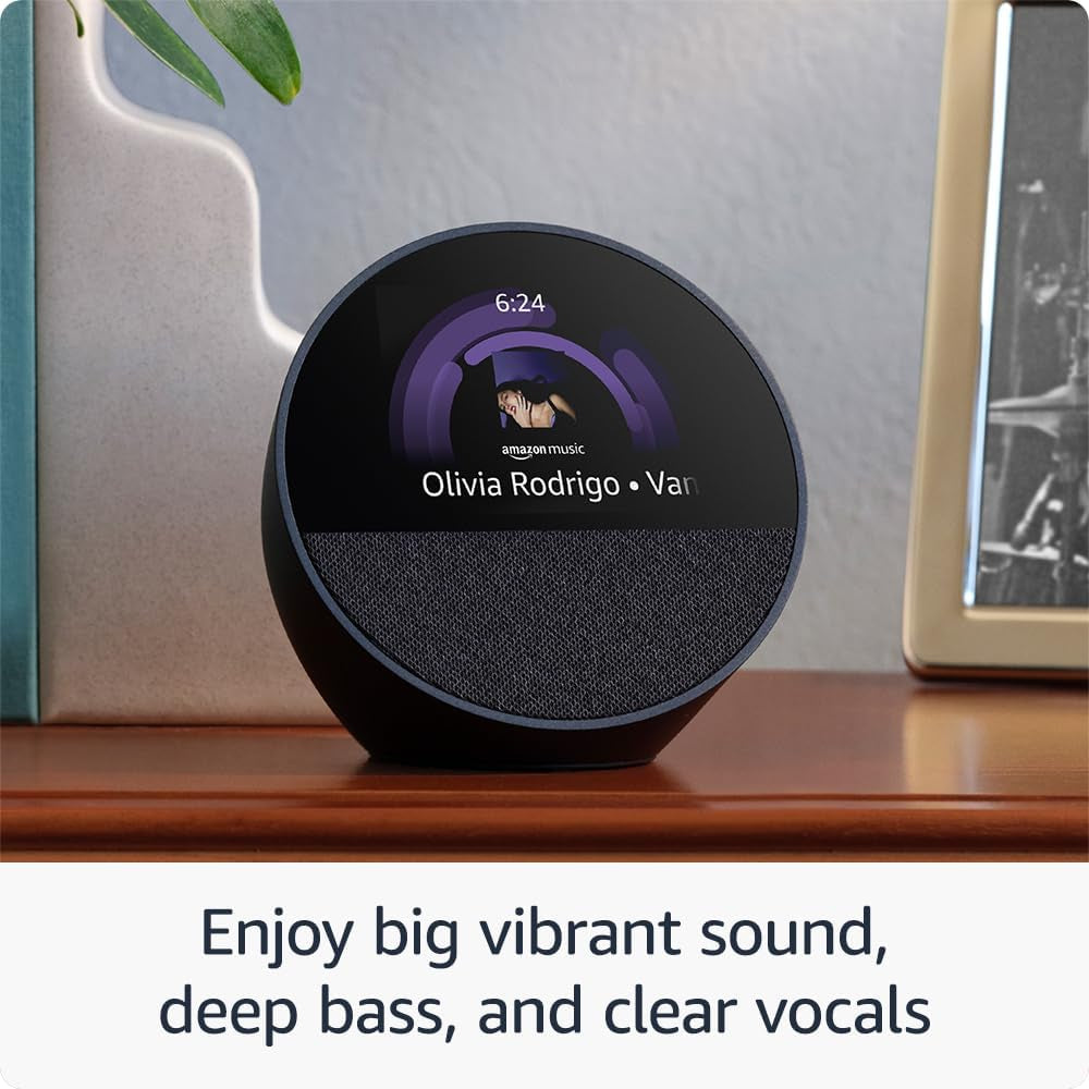 Echo Spot (Newest Model), Great for Nightstands, Offices and Kitchens, Smart Alarm Clock with Alexa, Ocean Blue