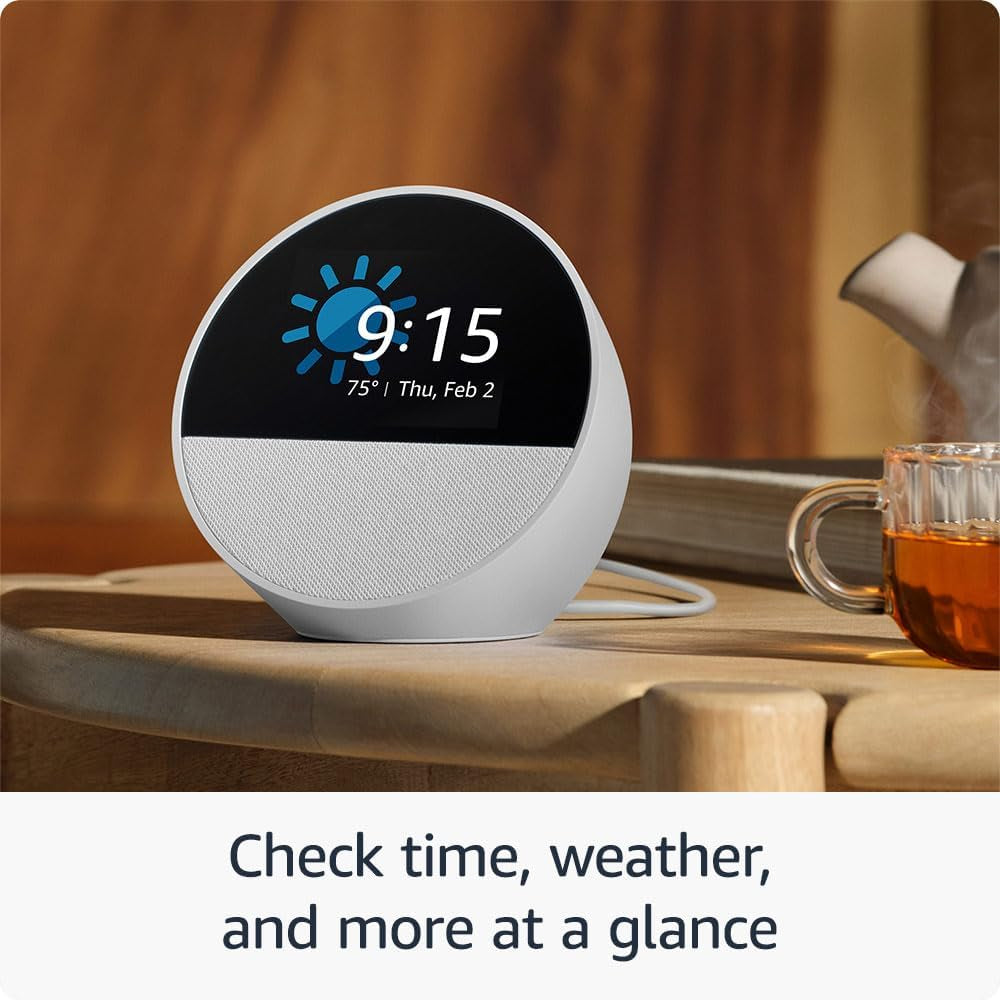 Echo Spot (Newest Model), Great for Nightstands, Offices and Kitchens, Smart Alarm Clock with Alexa, Ocean Blue