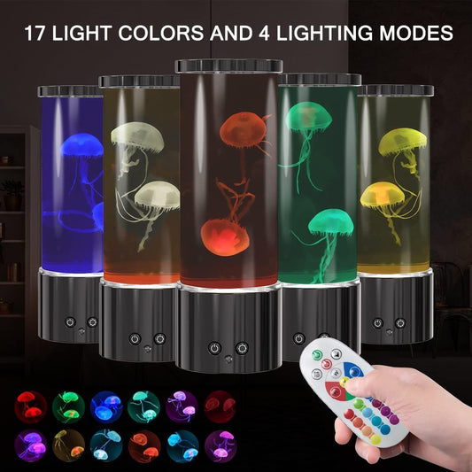 Jellyfish Lamp, LED Jellyfish Tank Table Lamp with Remote Control,17 Color Changing Dimmable Aquarium Night Light for Home Decor & Christmas Birthday Gifts