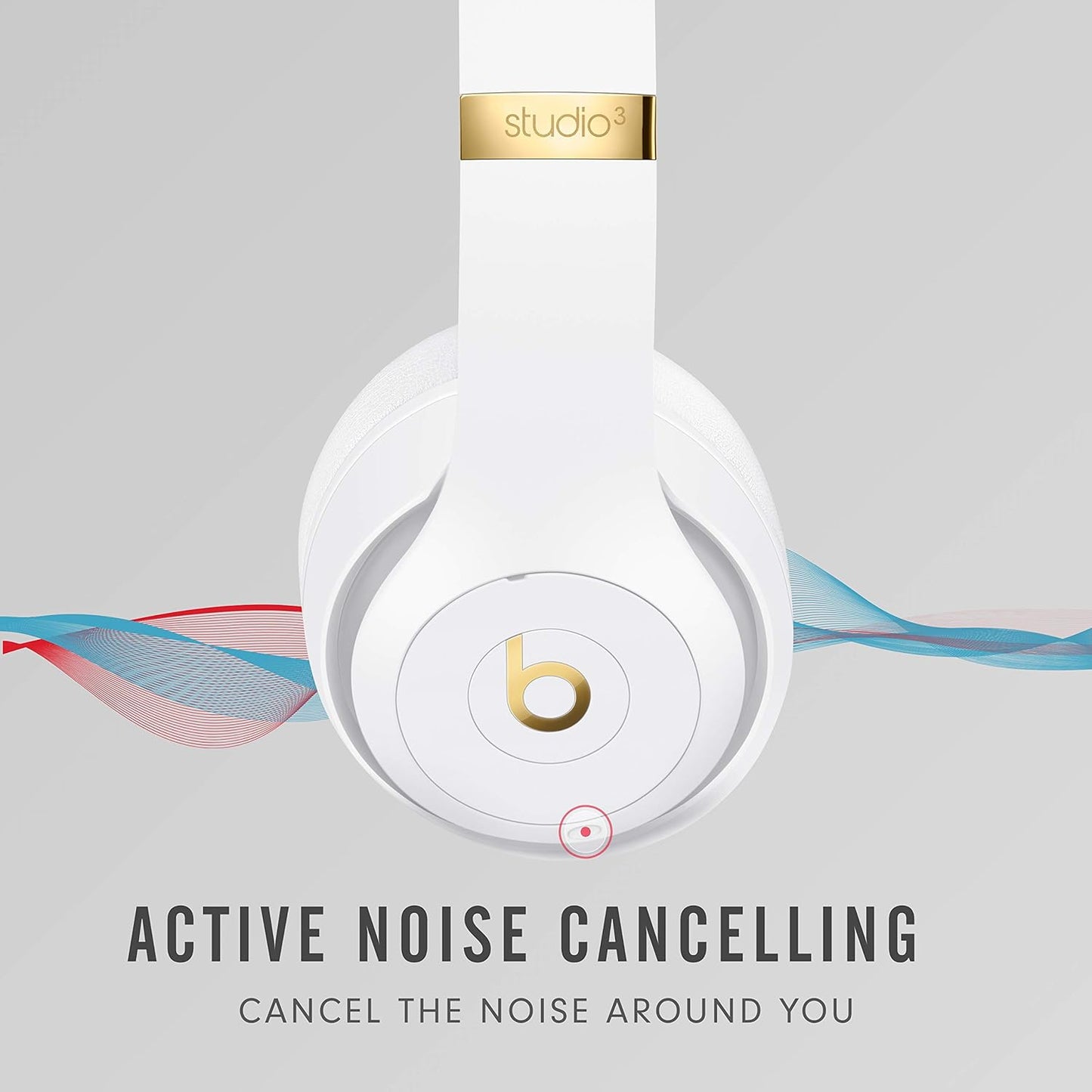 Studio3 Wireless Noise Cancelling Over-Ear Headphones - Apple W1 Headphone Chip, Class 1 Bluetooth, 22 Hours of Listening Time, Built-In Microphone - White