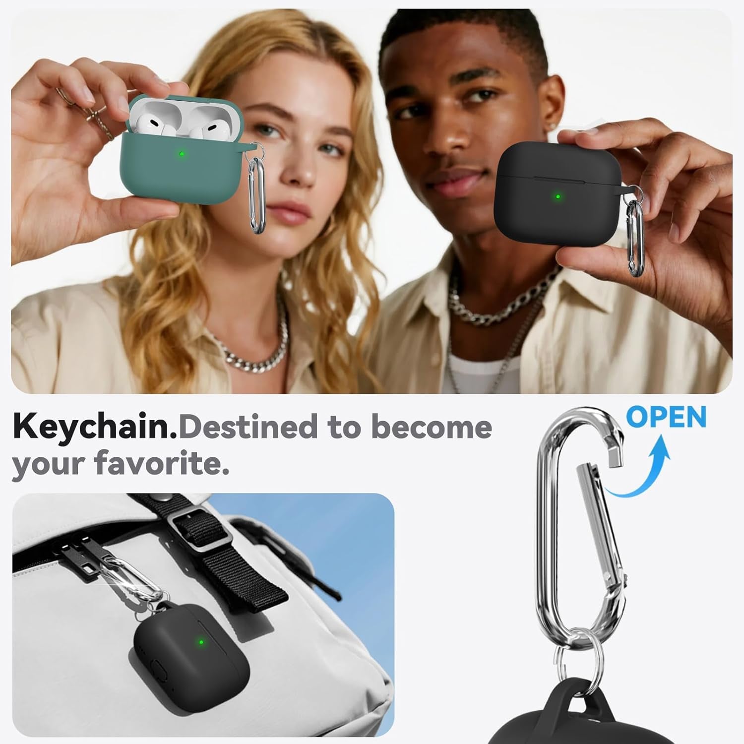 For Airpods Pro Case Cover with Cleaner Kit,Soft Silicone Protective Case for Apple Airpod Pro 2Nd/1St Generation Case for Women Men,Airpods Pro 2/Pro Case Accessories with Keychain-Black
