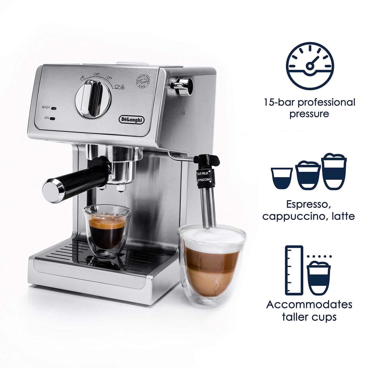 ECP3620 15 Bar Espresso Cappuccino Machine, Silver